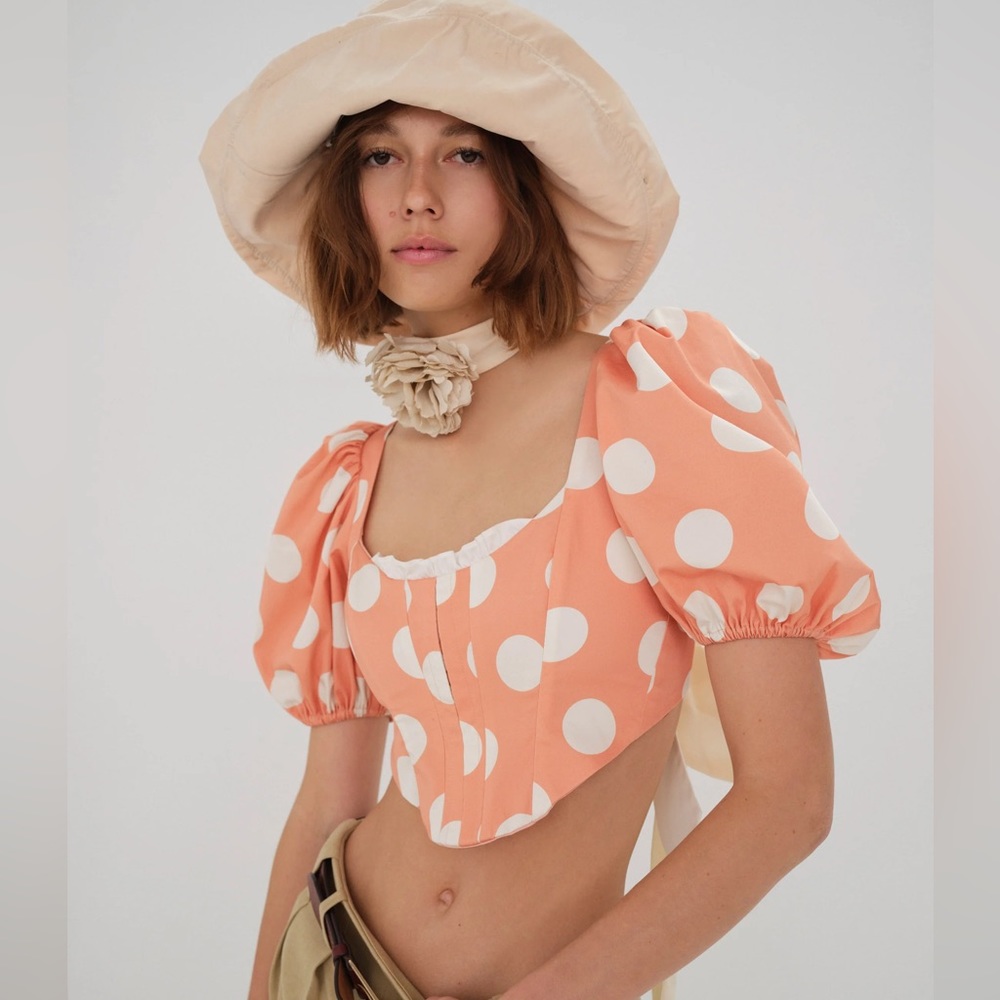 For Love and Lemons Yasmin Puff sleeve Corset top